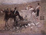 Nicolae Grigorescu Girls and Young Men by the Well oil painting artist